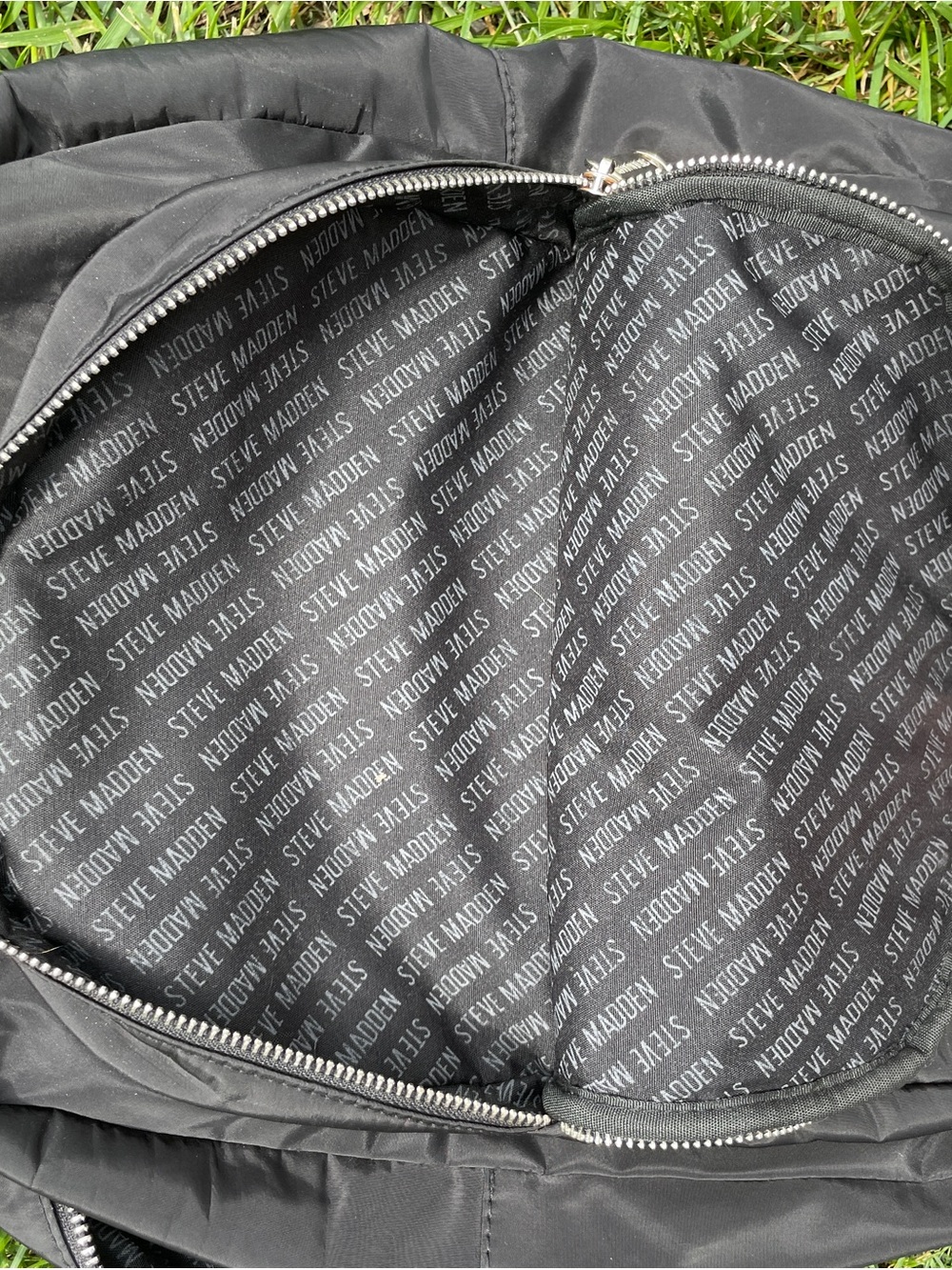 Steve Madden Athleisure Black Nylon Mini Backpack Silver Hardware - Picture 3 of 8